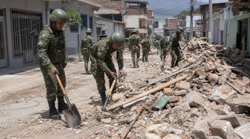 Colombia Earthquake: Soldiers Lead Debris Cleanup in Cali Three Days After Tremor